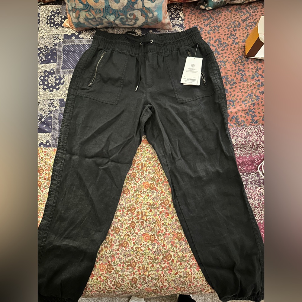 Athleta Black Cabo Zippered Joggers Linen new with tags